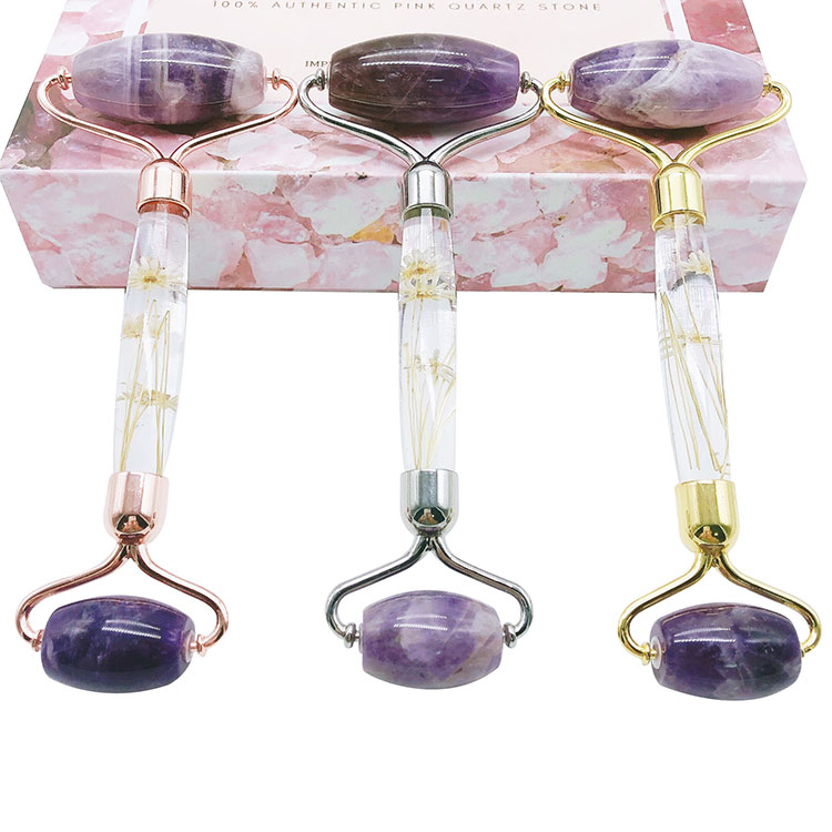 Acrylic Handle Amethyst Jade Roller