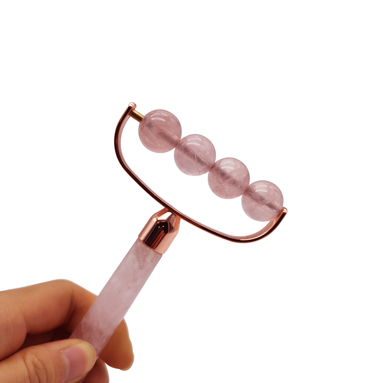 Four Beads Rose Quartz Electric Jade Roller