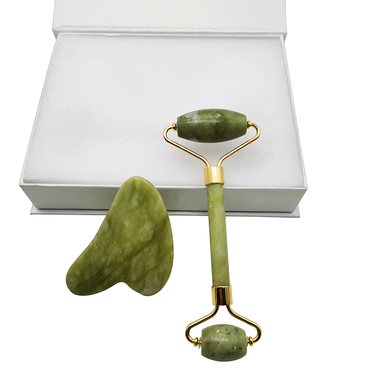 Dark Green Jade Roller And Guasha Board Set