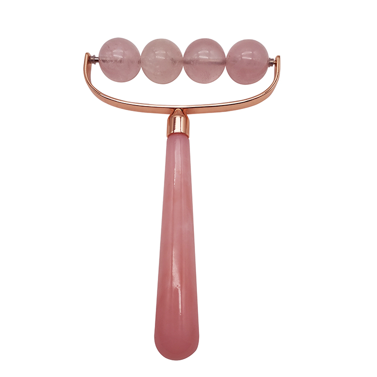 Four Beads Rose Quartz Electric Jade Roller