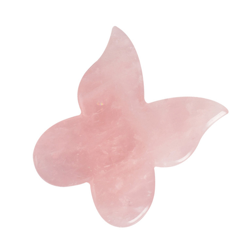 Rose Quartz Butterfly Shape Guasha Board