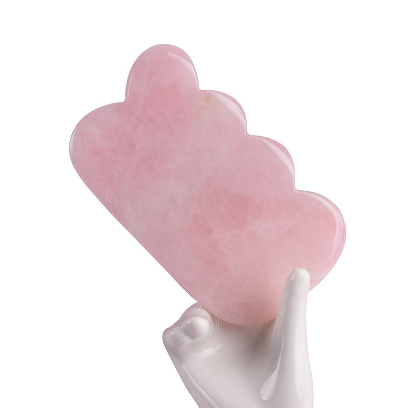 Rose Quartz Waved Shape Guasha Board